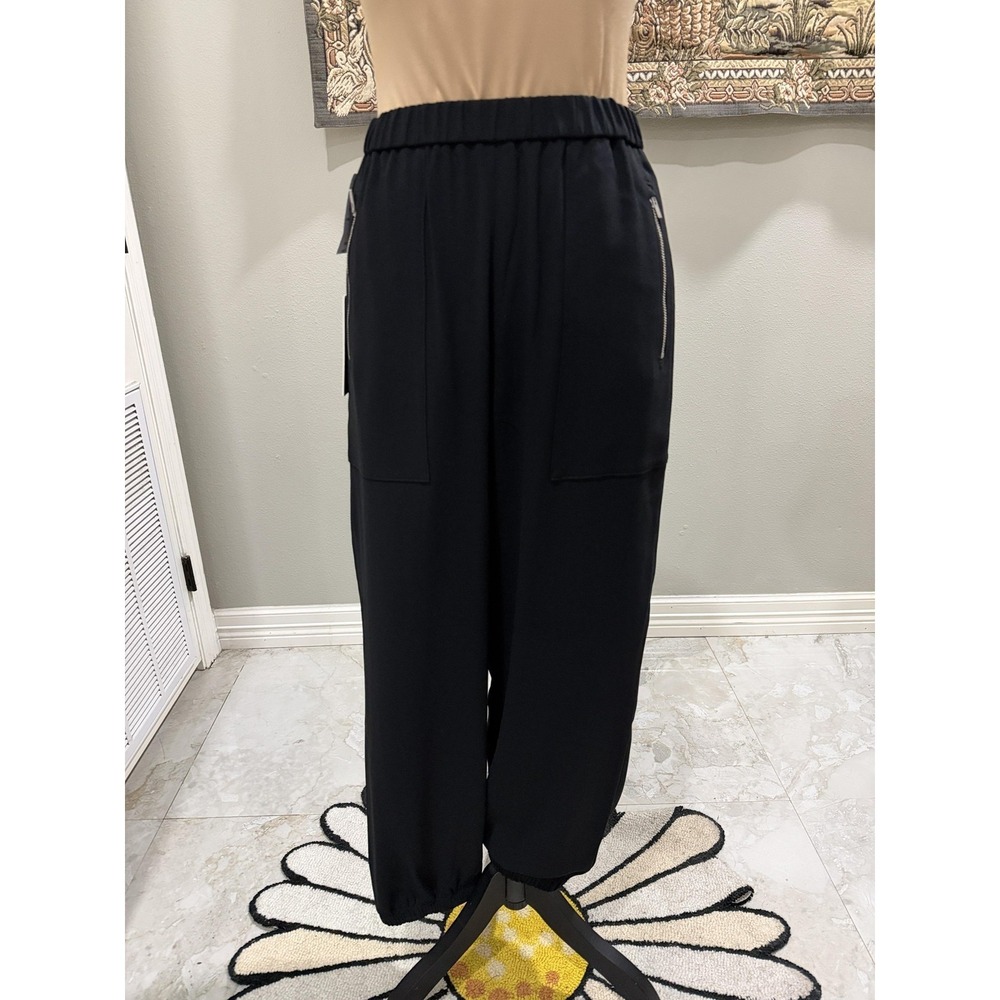 Babaton Pants Womens XS Black Crossroad Jogger Elastic Waist Zip Pockets Crepe